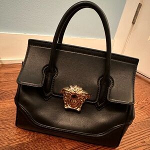 Versace Black Leather Palazzo Empire Tote